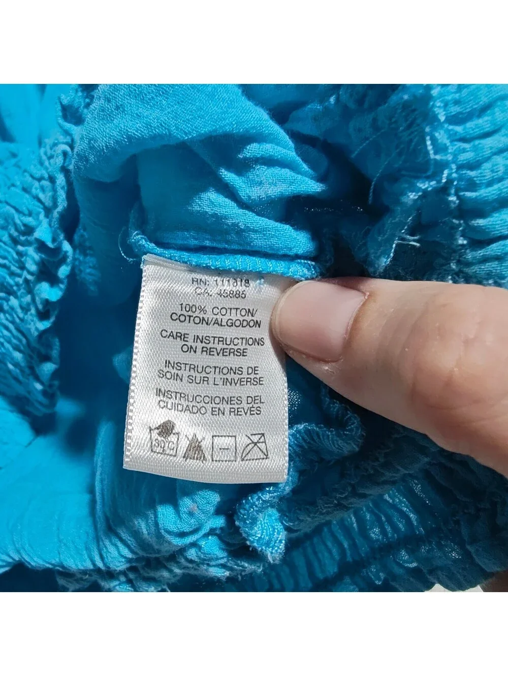 Michael Kors Turquoise aqua off shoulder peasant top w smocked waist euro summer
